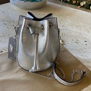 Italian Genuine Silver Metallic Leather Bag